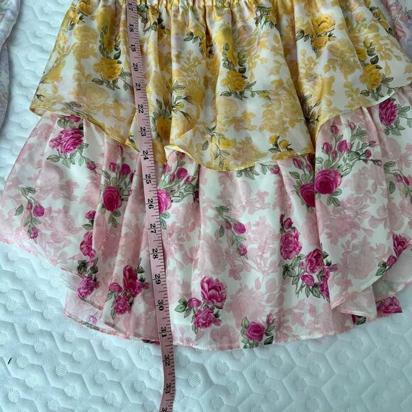 NWT LoveShackFancy popover silk mini dress rainbow cloud Gorgeous Floral Small - Picture 7 of 11